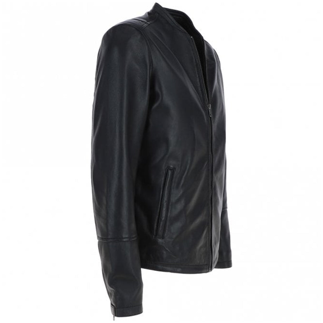 Men's Café Racer Style Leather Jacket | Black