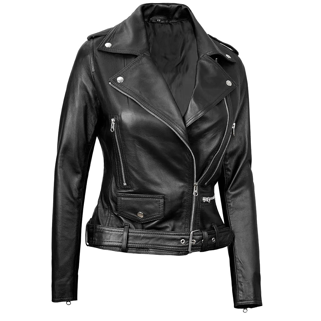 Women's Motorcycle Leather Jacket | Black
