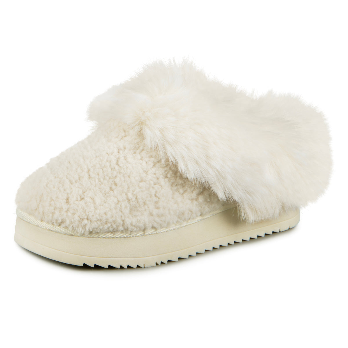 Totes Isotoner TEXTURED MULE ON CHUNKY SOLE Womens Mule Slippers Cream