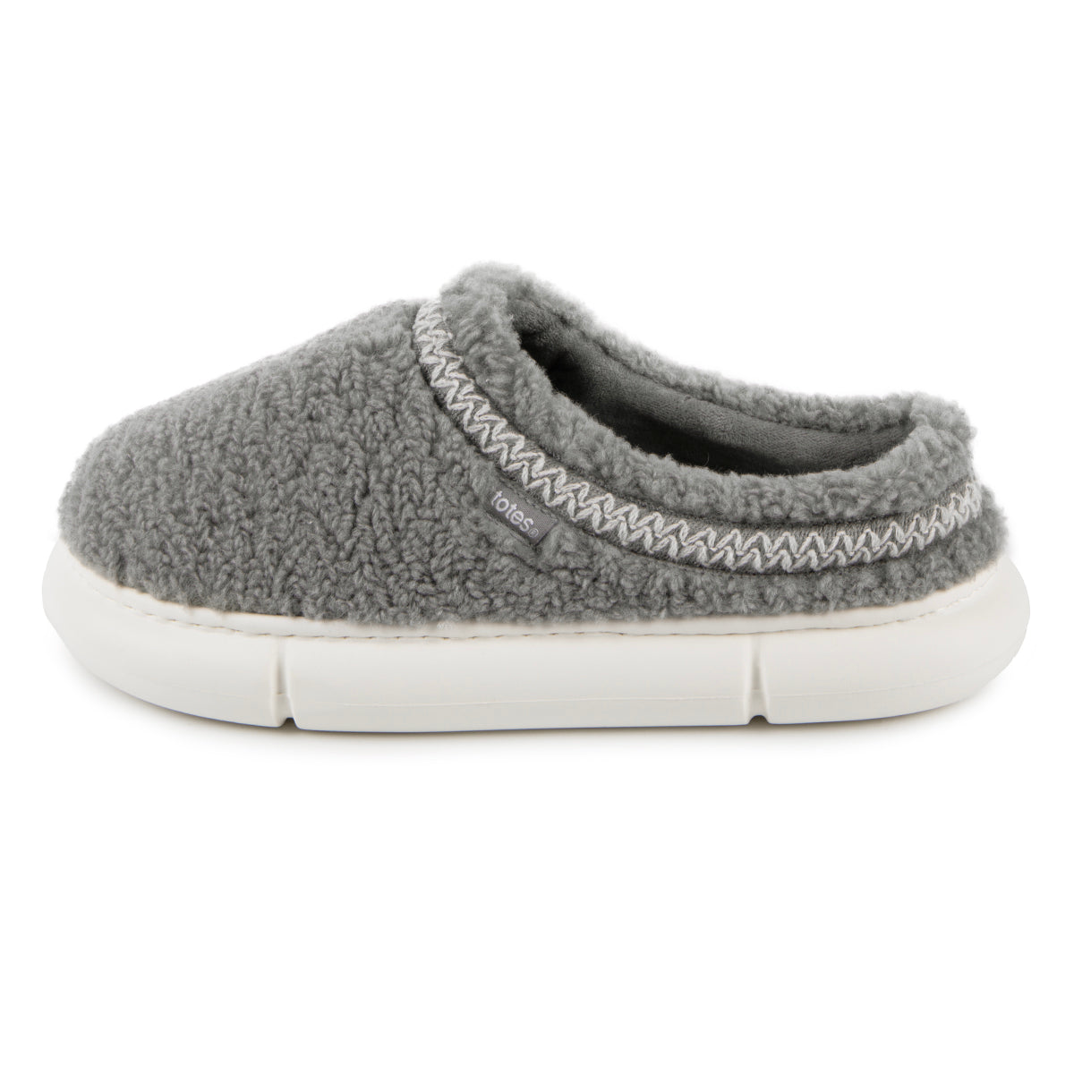 Totes Isotoner BORG CLOUD SWEPT BACK MULE Womens Mule Slippers Grey