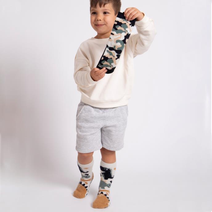 Totes Toasties ORIGINAL SLIPPER-SOX (Twin Pack) Kids Dino/Camo