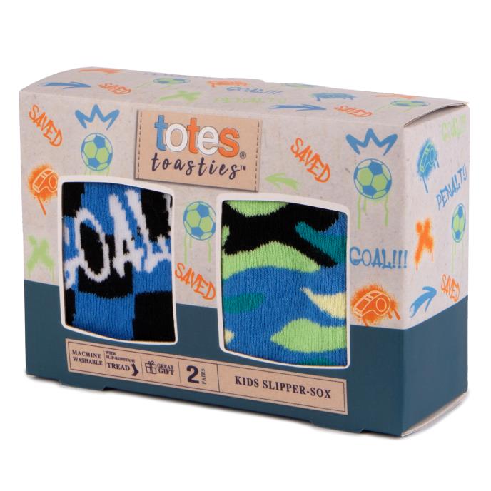 Totes Toasties ORIGINAL SLIPPER-SOX (Twin Pack) Kids Football/Camo