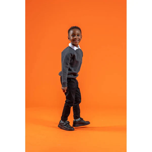 Hush Puppies ROWAN Boys Leather School Shoes Black