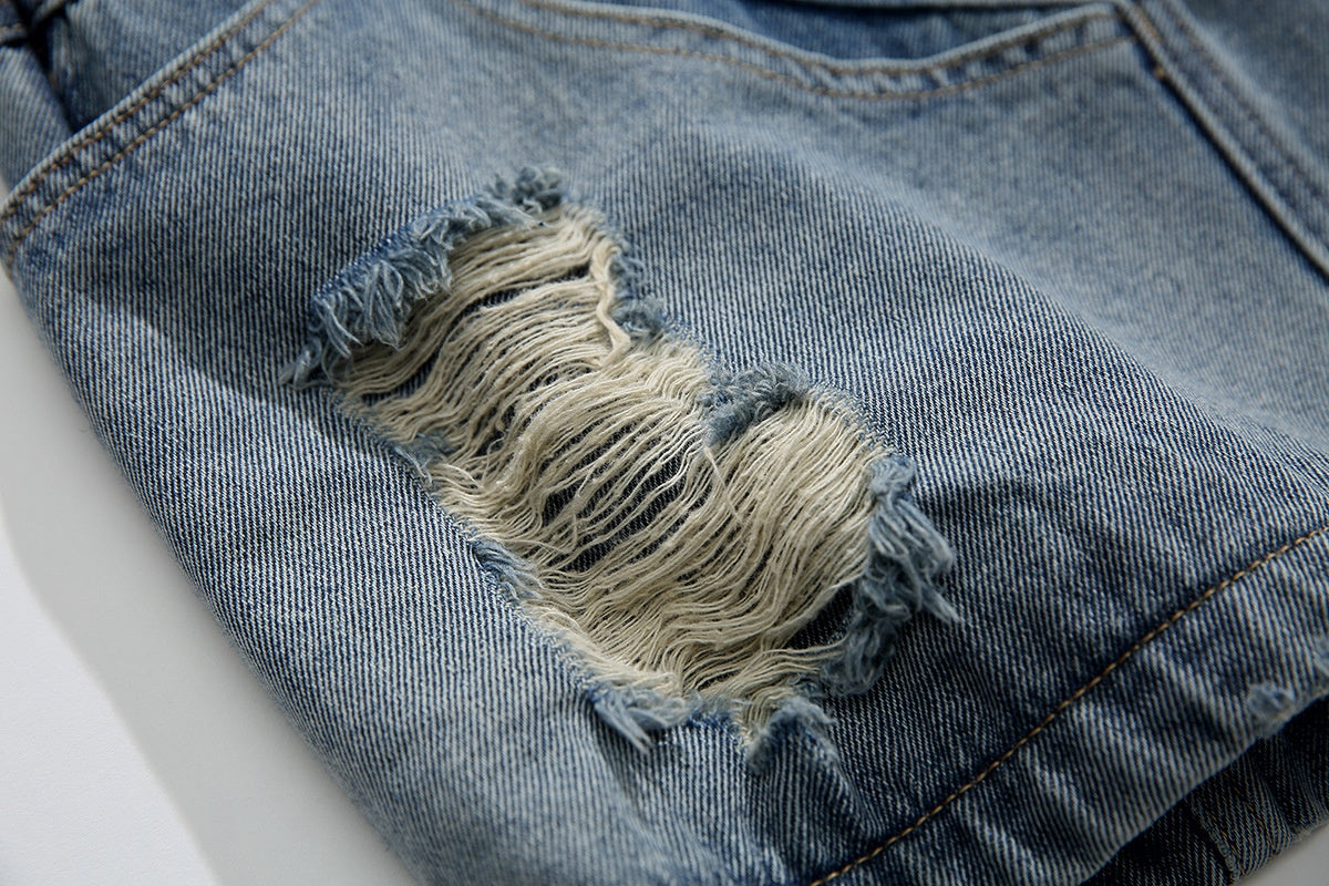 Men’s Denim Shorts - Multi-Pocket Ripped