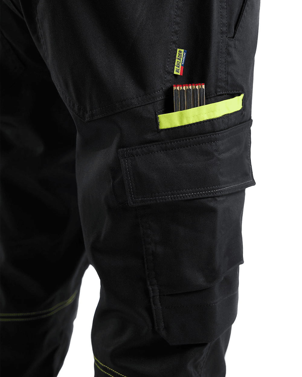 Blaklader 1448 Industry Stretch Kneepad Trousers Black/Hi-Vis Yellow