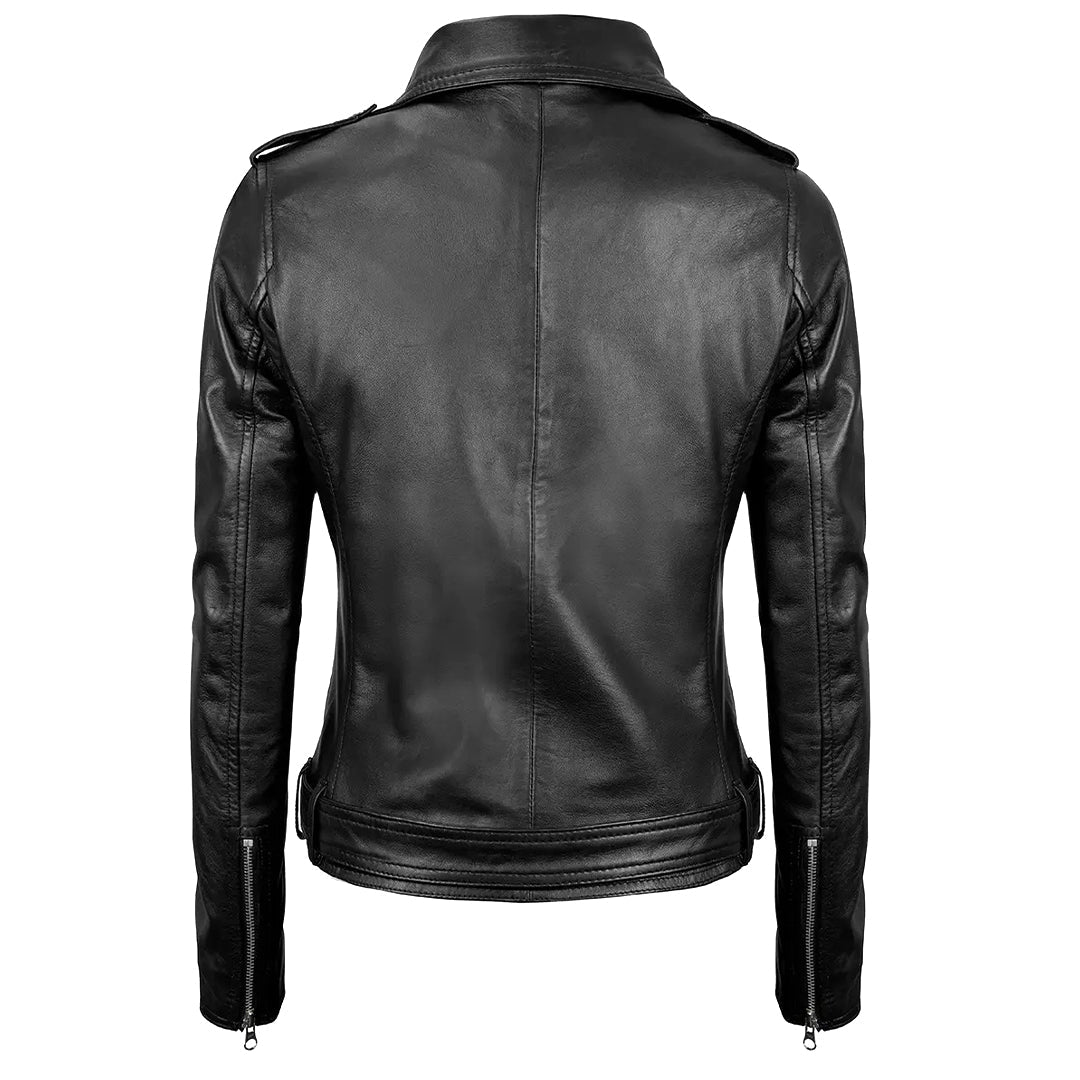 Women's Motorcycle Leather Jacket | Black