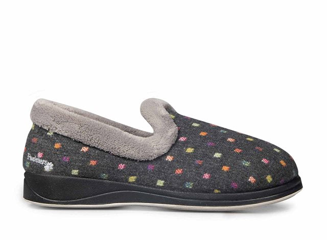 Padders REPOSE Womens (2E Fit) Full Slippers Charcoal