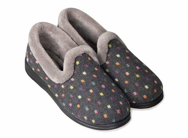 Padders REPOSE Womens (2E Fit) Full Slippers Charcoal