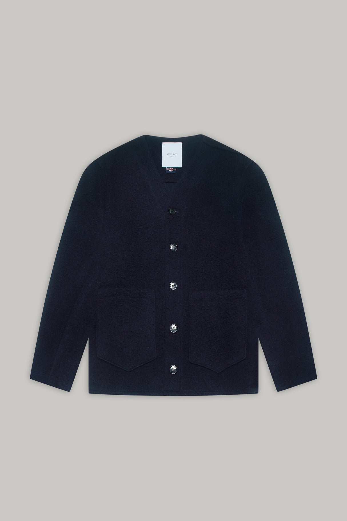 Fleming V-Neck Shacket - Navy Casentino Wool