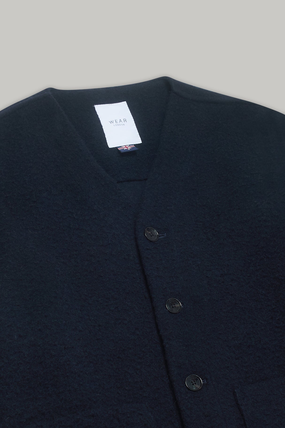 Fleming V-Neck Shacket - Navy Casentino Wool