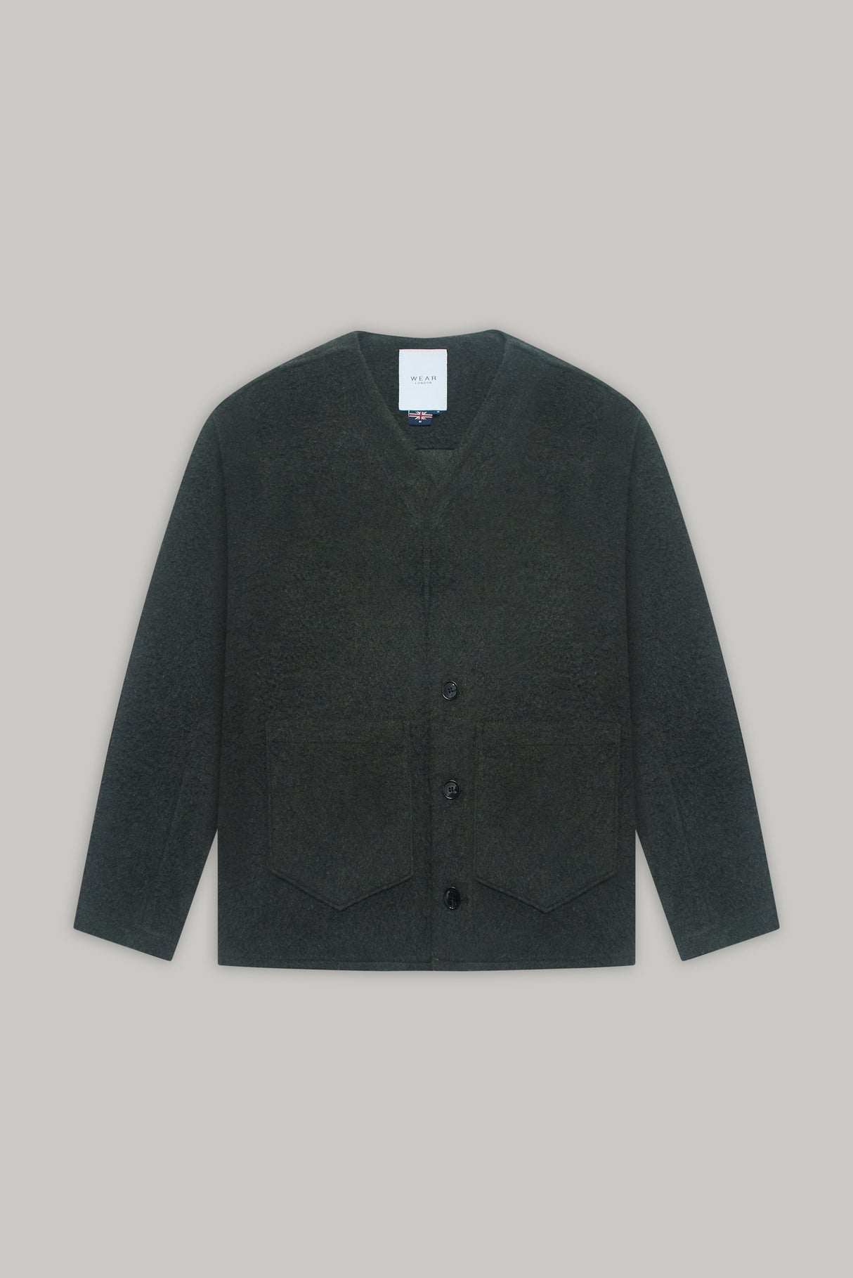 Fleming V-Neck Shacket - Olive Casentino Wool