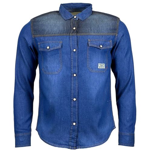 Mens Jack South Long Sleeved Contrast Denim Shirt