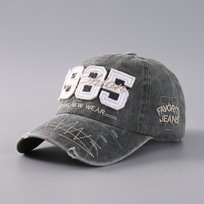 Vintage Lightweight Inspired Distressed Adjustable Baseball Cap with Embroidered Letters