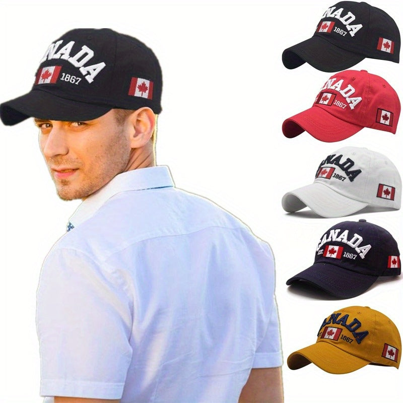 Maple Leaf Baseball Adjustable Unisex Golf Hat with Canada Design