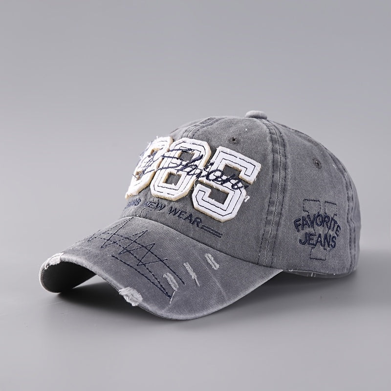 Vintage Lightweight Inspired Distressed Adjustable Baseball Cap with Embroidered Letters