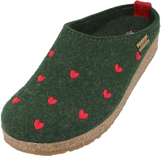 Haflinger CUORICINI Womens Felt Clogs Green