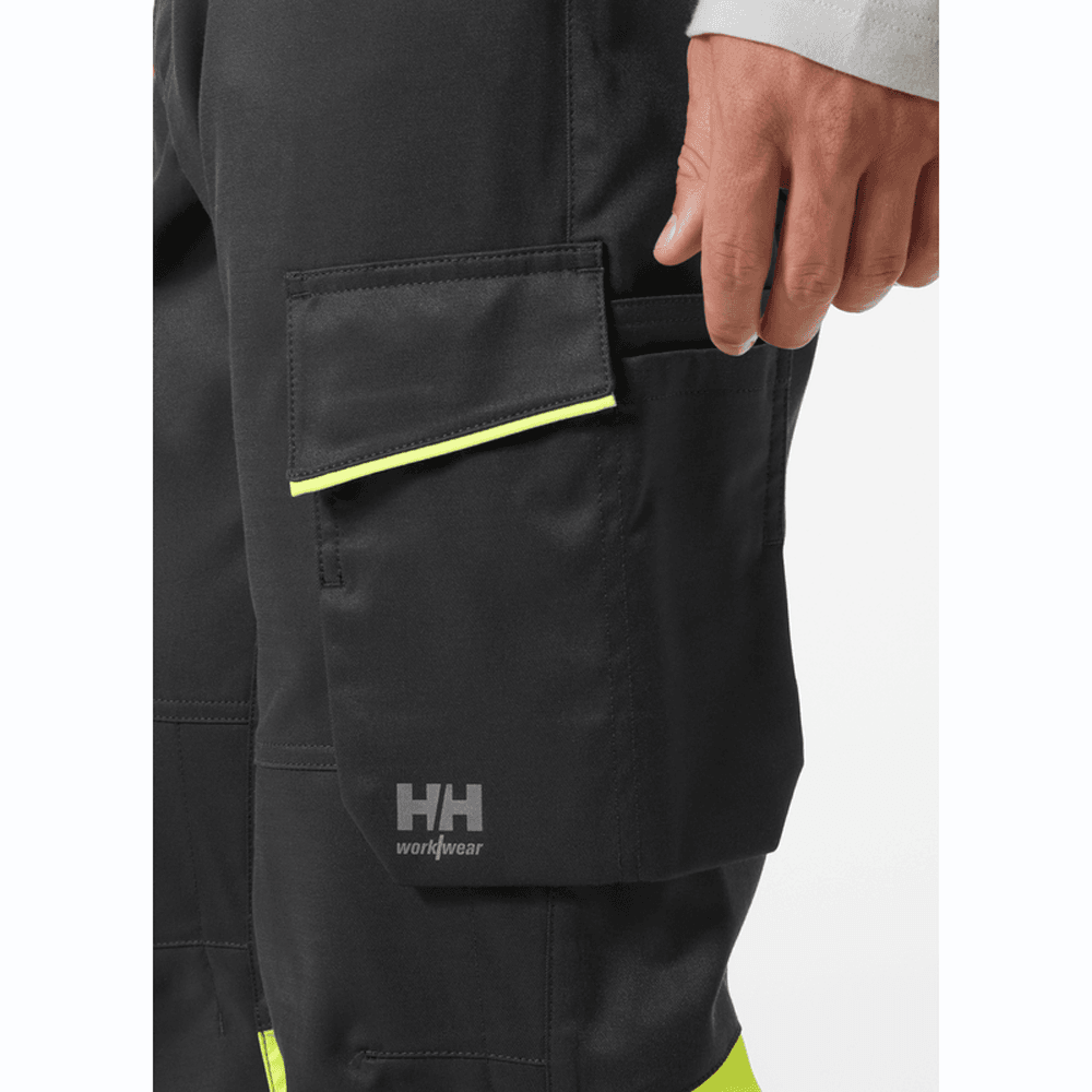 Helly Hansen UC-ME 2-Way Stretch Hi-Vis Work Cargo Pant Trouser Class 1 HI VIS YELLOW/EBONY / C54 - 38" Waist - 33" Leg