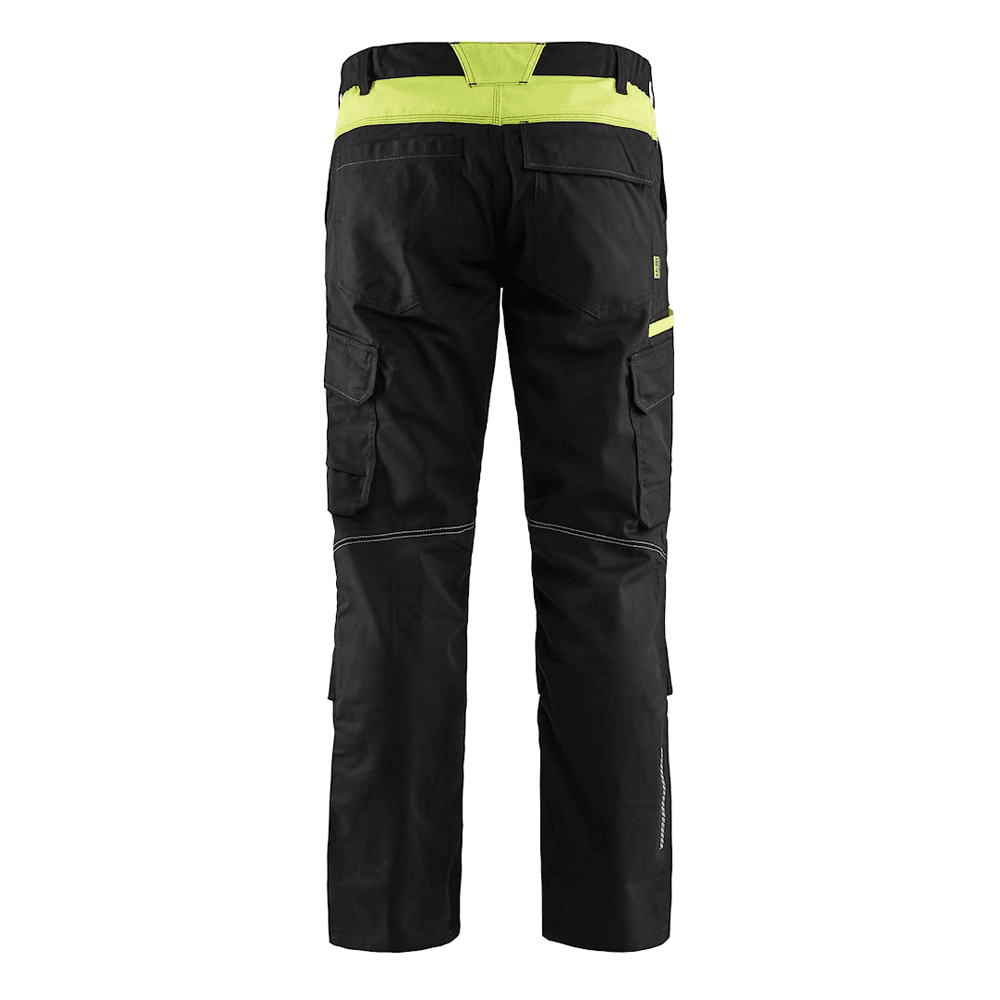 Blaklader 1448 Industry Stretch Kneepad Trousers Black/Hi-Vis Yellow