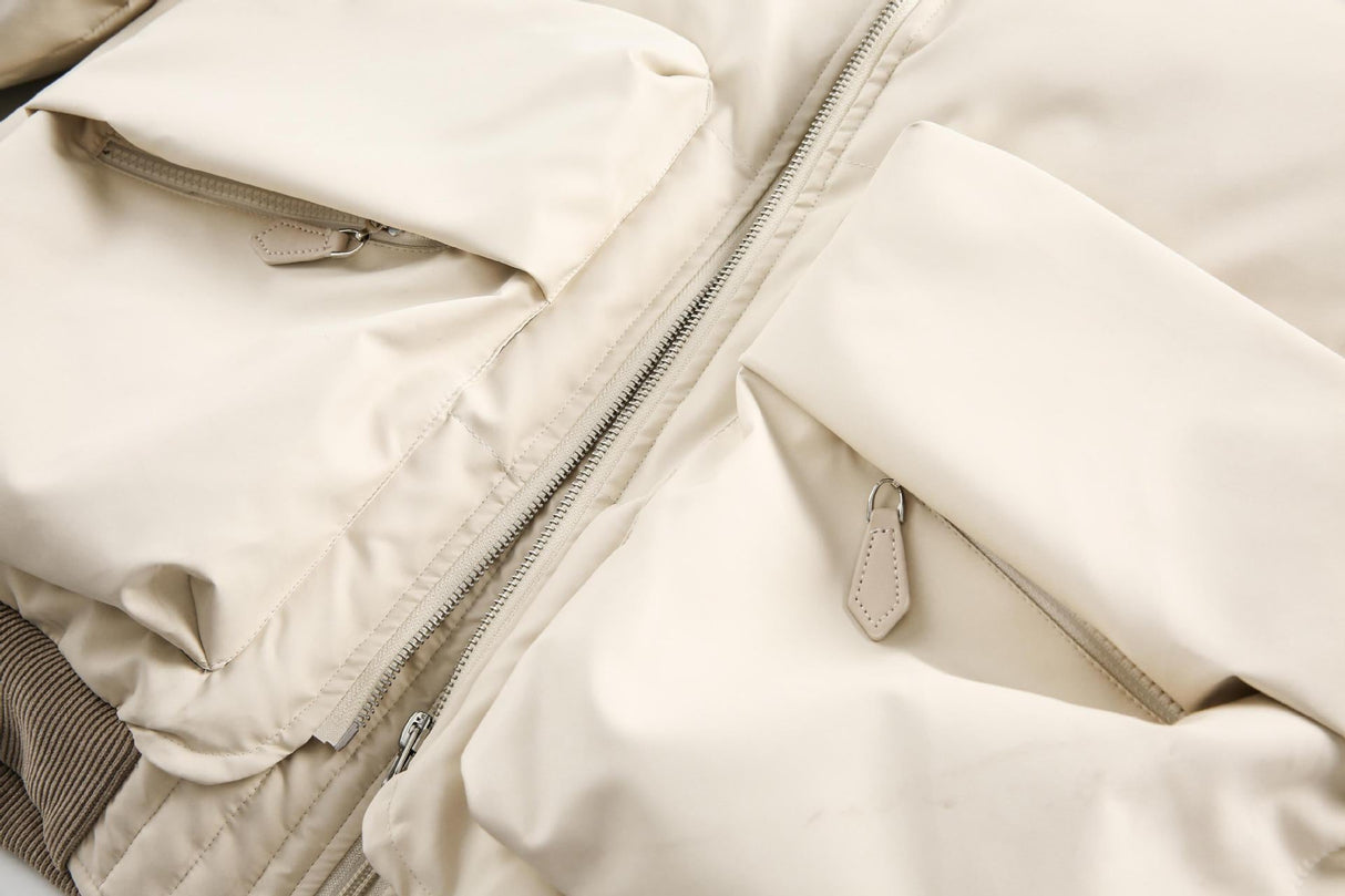 Unisex PU Stitching Cotton-Padded Jacket