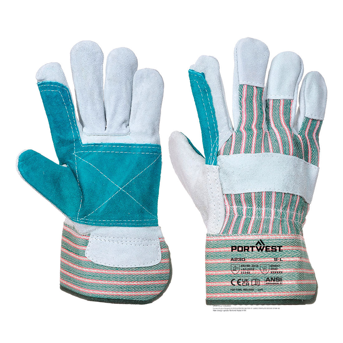 Portwest Leather Rigger 365 Cow Split Reinforced Palm Glove