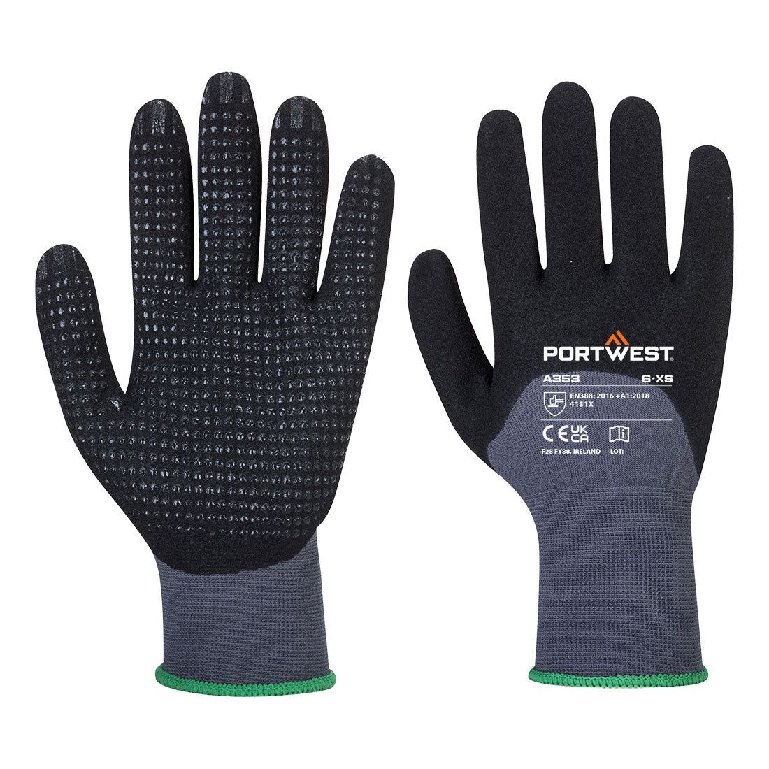 Portwest Grip 15 Nitrile Sandy 3/4 Palm Dotted Glove