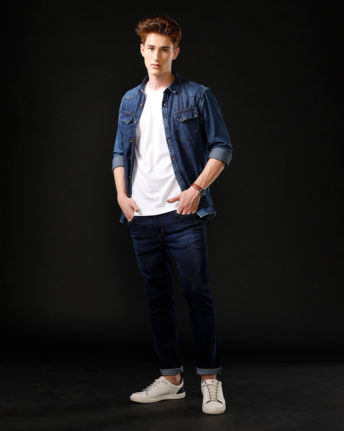 Men's Slim Fit Solid Denim Casual Shirt (ANOKA)