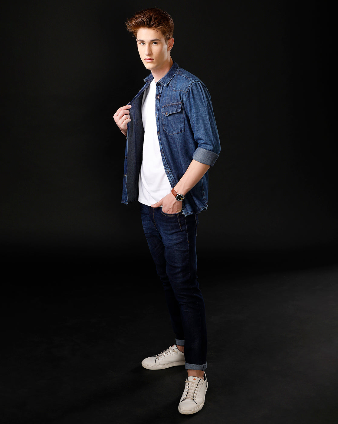 Men's Slim Fit Solid Denim Casual Shirt (ANOKA)