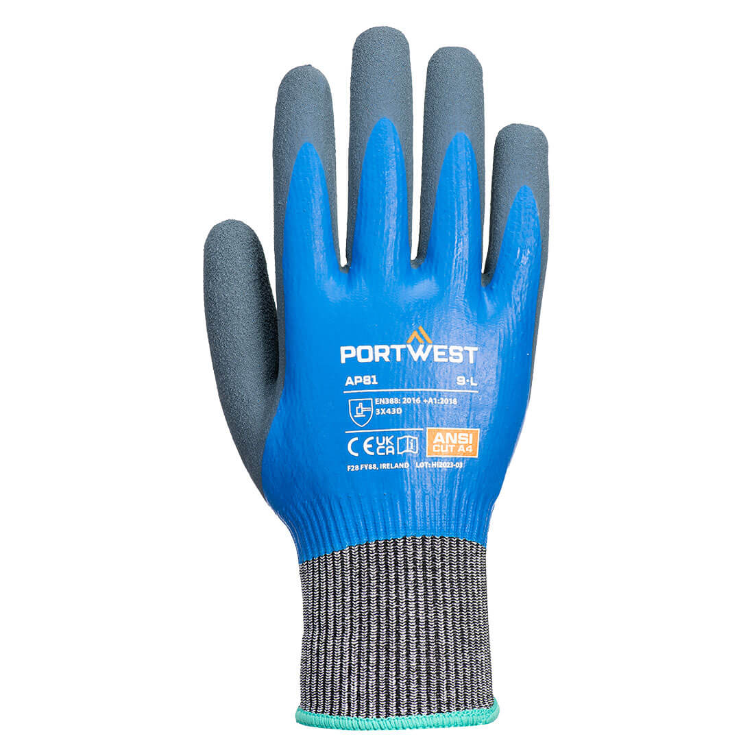 Portwest Cut D13 Latex Aqua Glove
