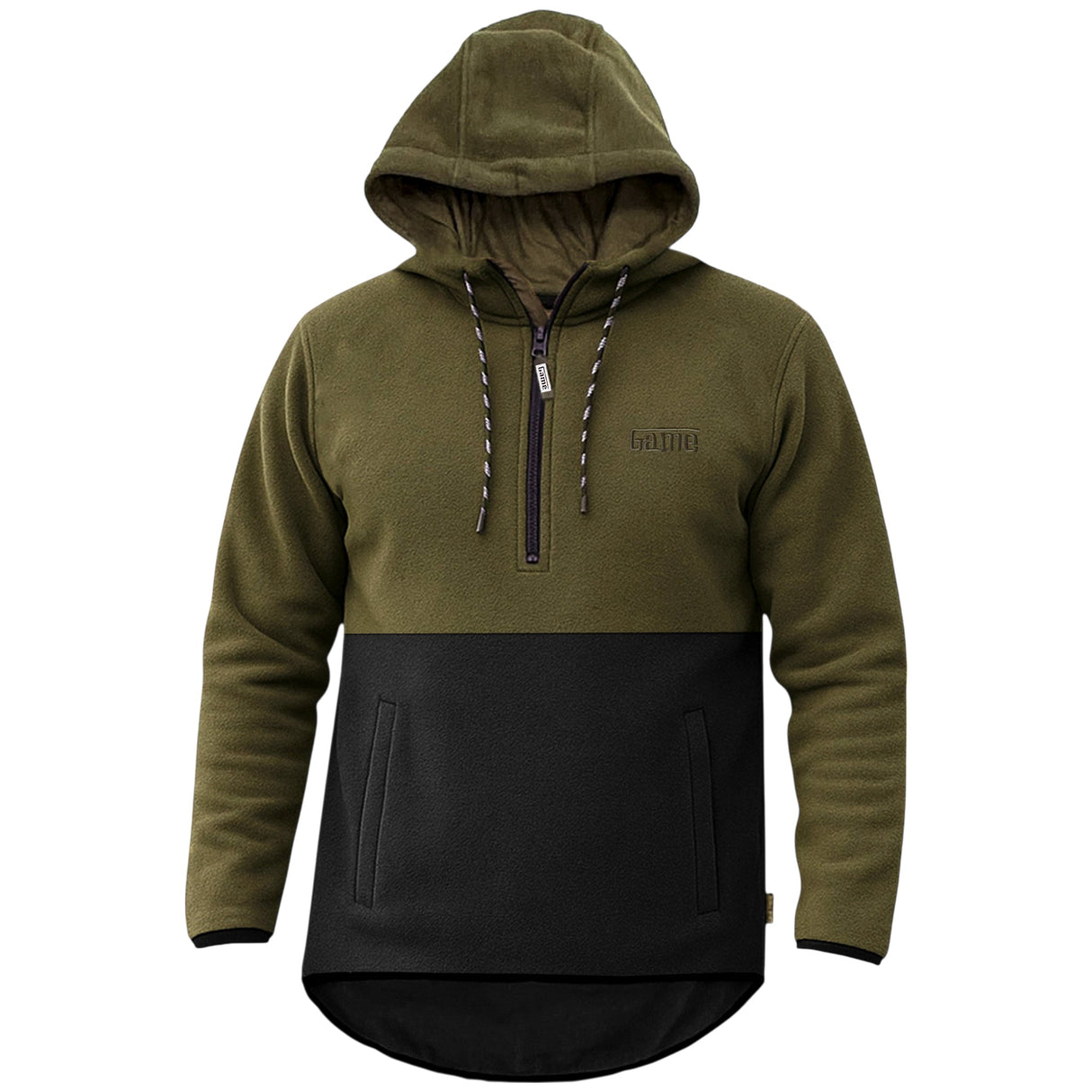 Game Mens Alpine Fleece 1/4 Zip Curved Hoodie