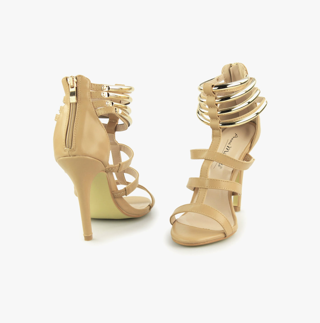 Anne Michelle JUDITH Womens Zip Up High Heel Shoes Camel