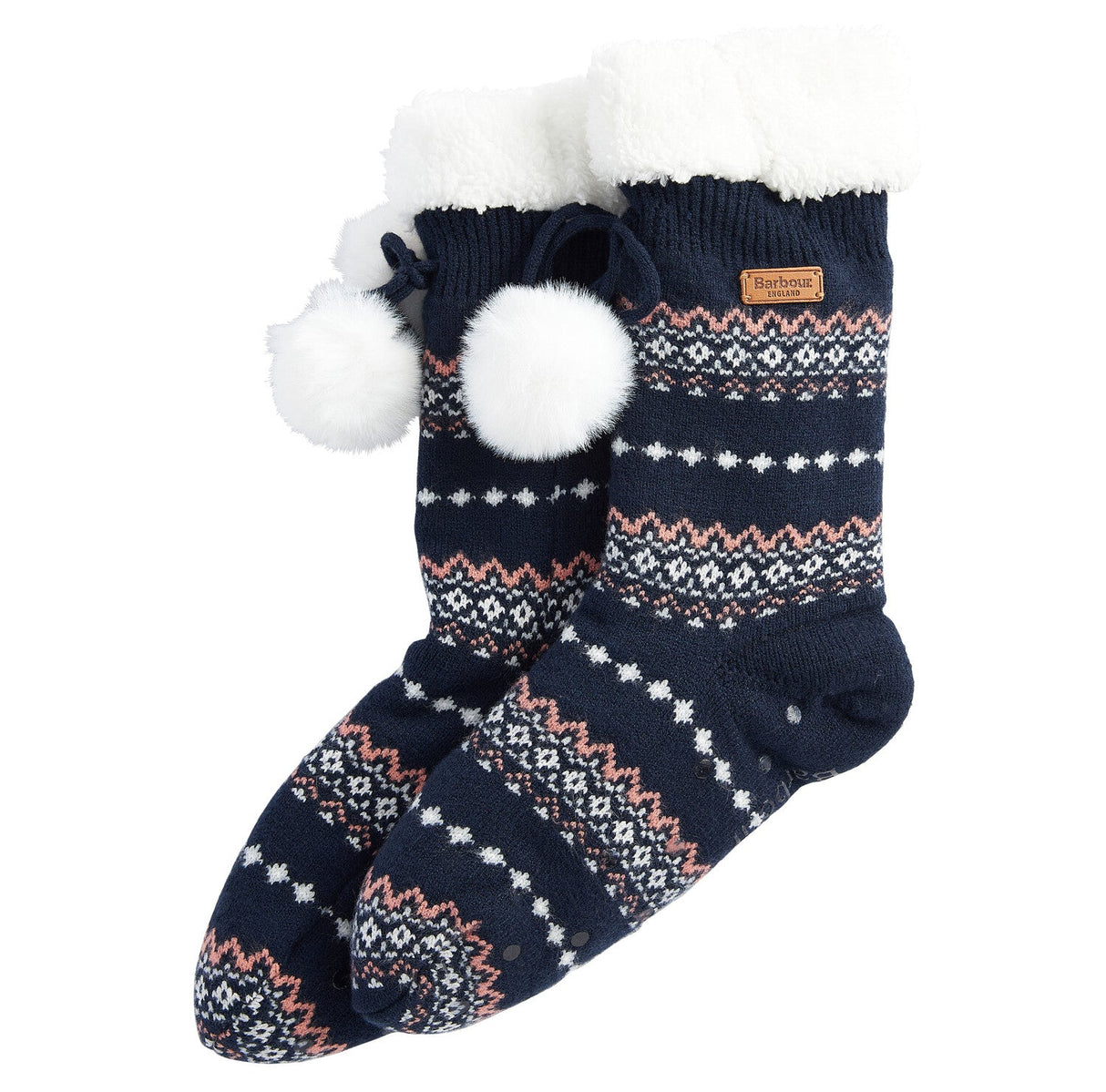 Barbour FAIRISLE Lounge Socks Womens Pink/Navy