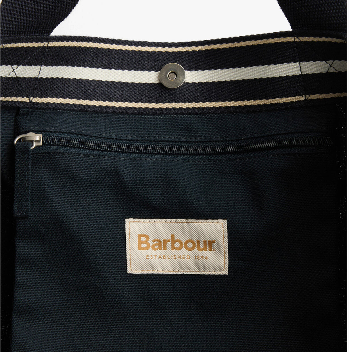 Barbour LOGO Womens Holiday Tote Bag Navy/Stone