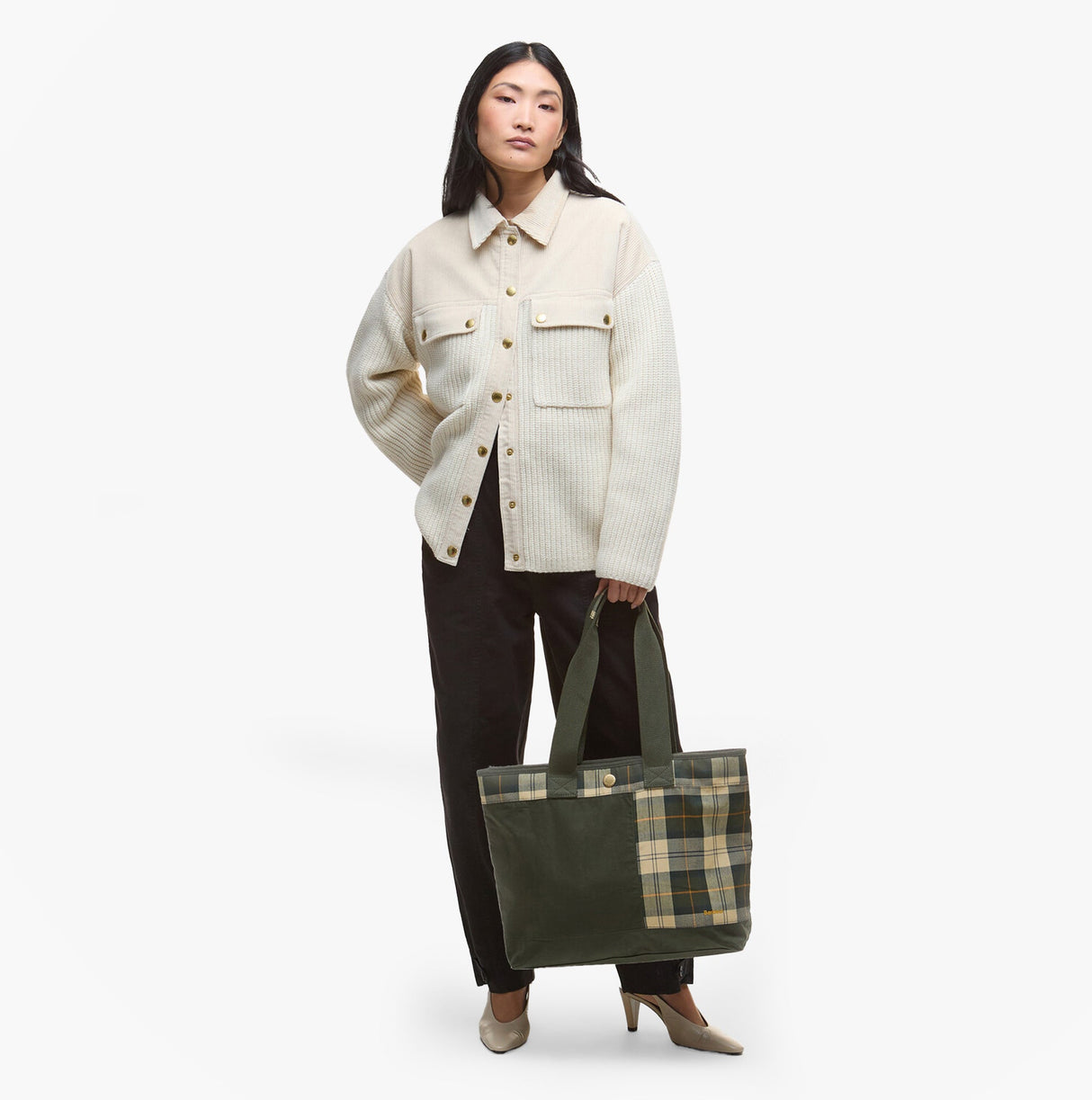 Barbour MYA PATCHWORK Tote Bag Womens Tote Bag Sage/Ancient