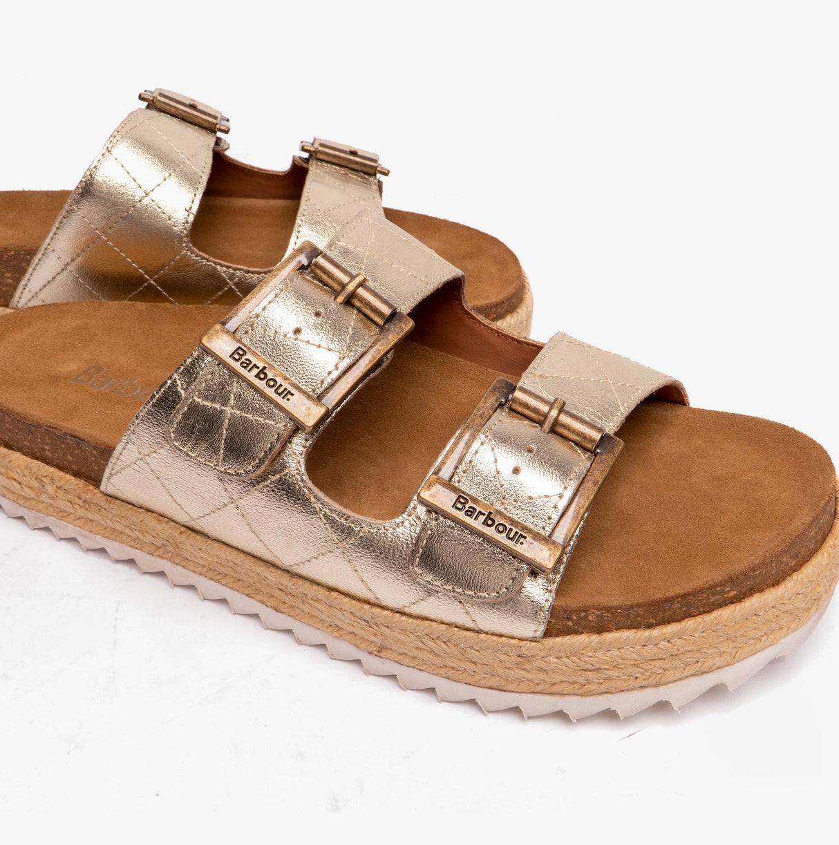 Barbour PAMELA Womens Quilted Sandals Gold Metallic