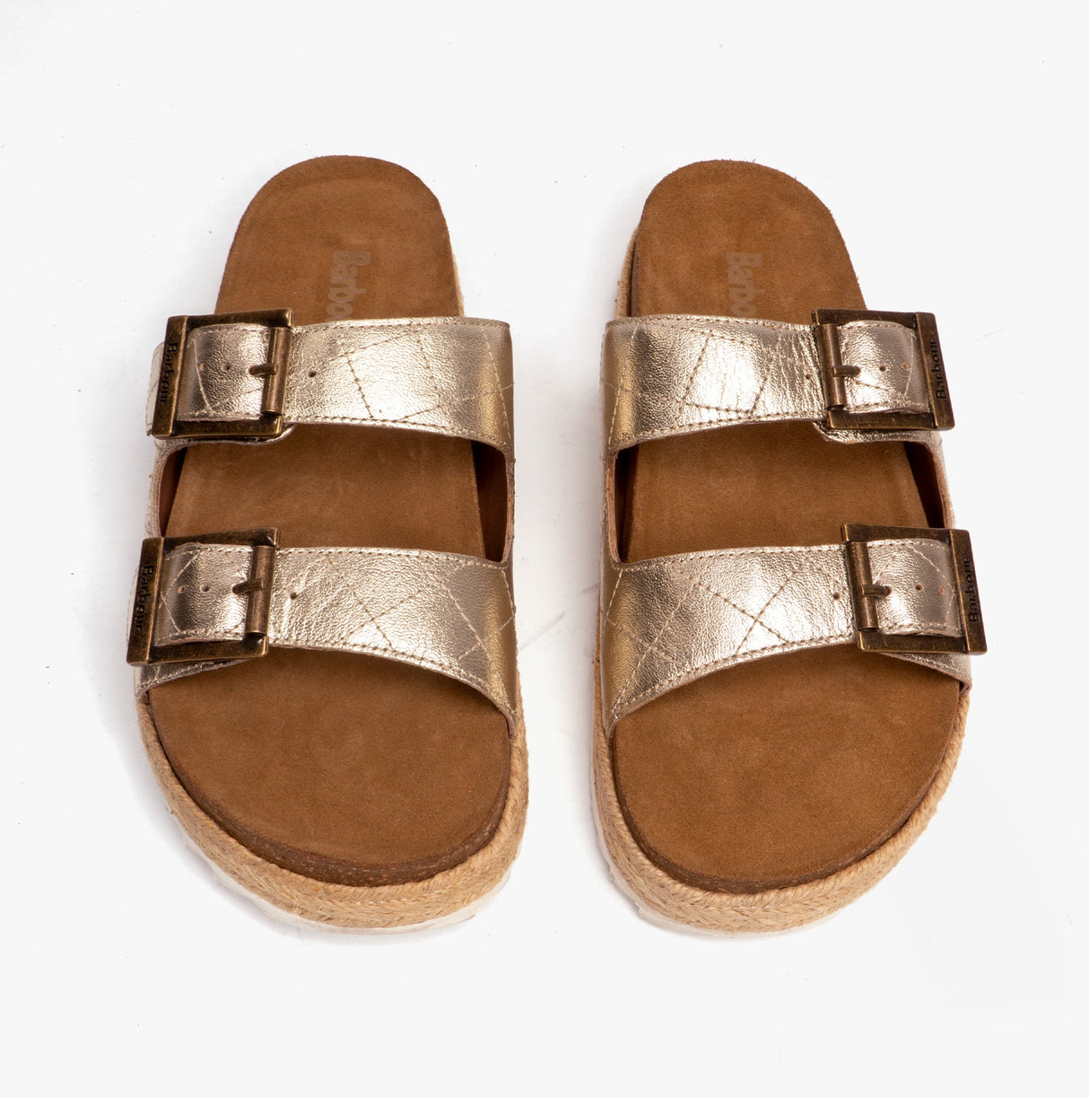 Barbour PAMELA Womens Quilted Sandals Gold Metallic