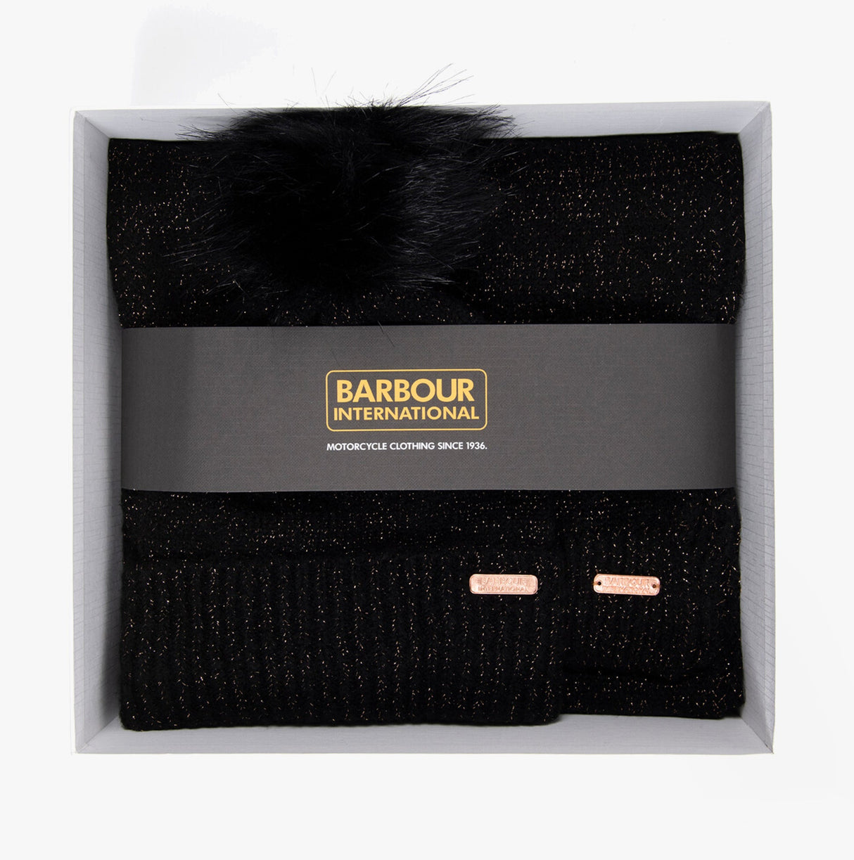 Barbour SPARKLE BEANIE & SCARF Womens Gift Set Black