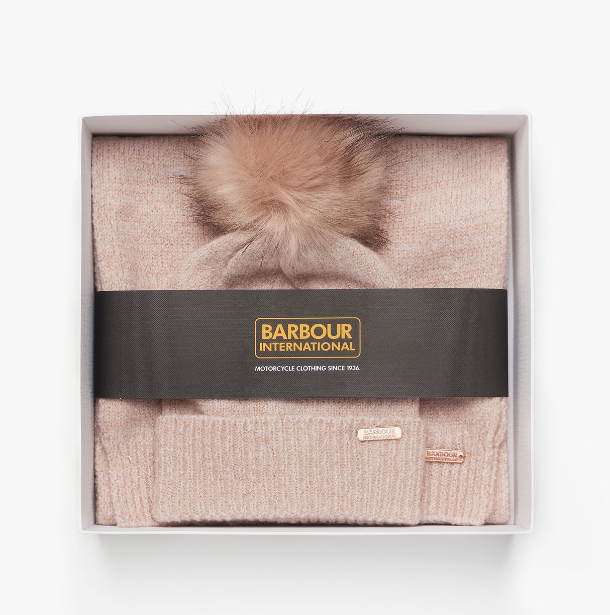 Barbour SPARKLE BEANIE & SCARF Womens Gift Set Pink