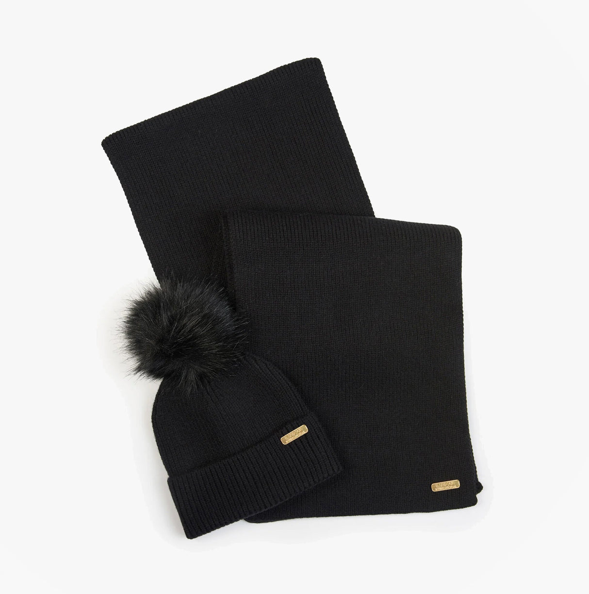 Barbour MALLORY BEANIE & SCARF Womens Gift Set Black
