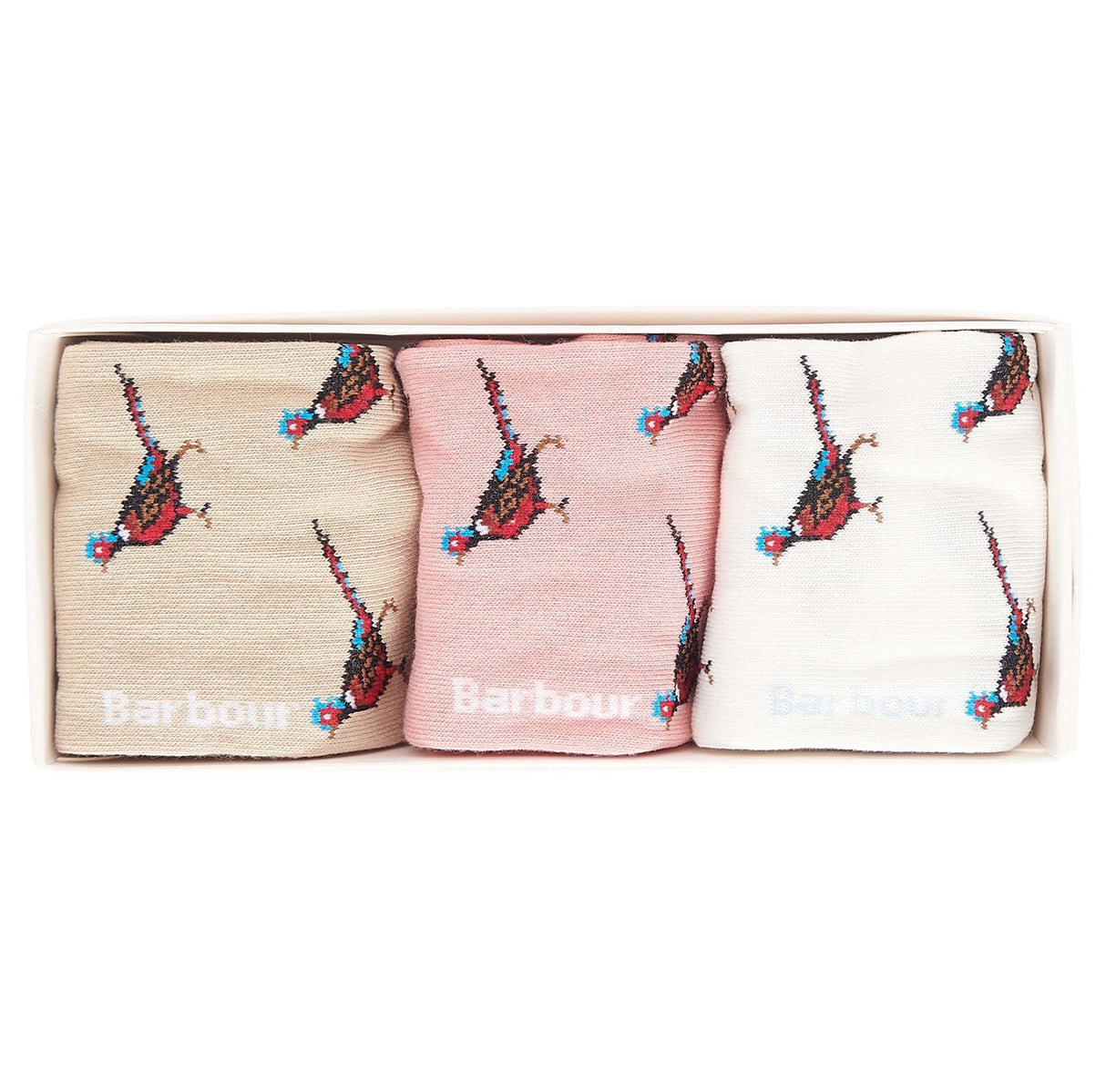 Barbour PHEASANT SOCK 3-Pack Gift Set Womens Pink Rust Mix