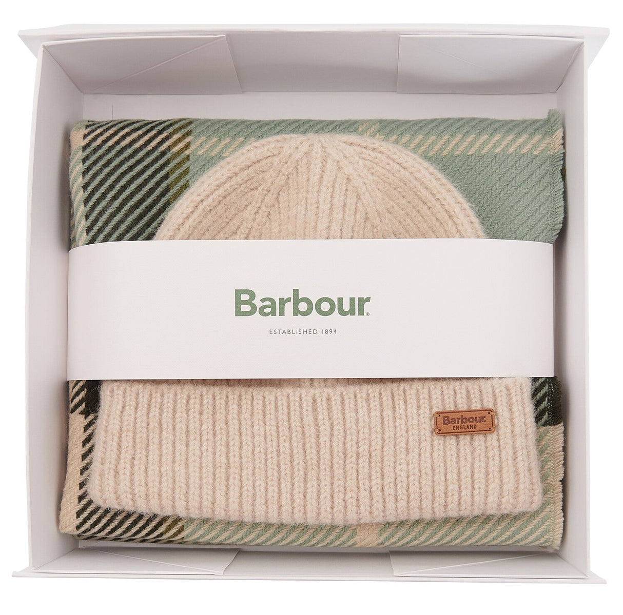 Barbour PENDLE BEANIE & BLAIR SCARF Gift Set Womens Soft Mint