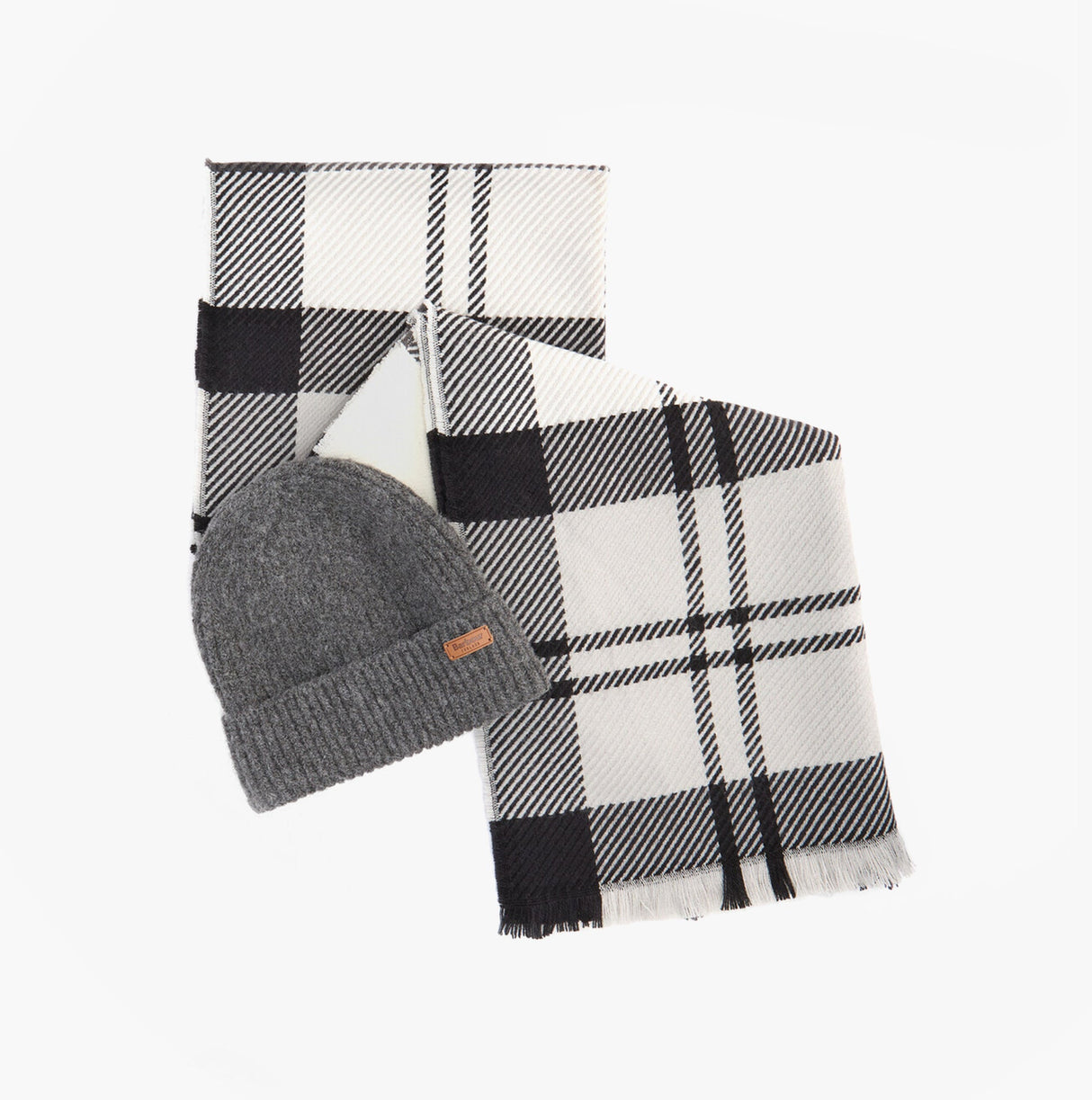 Barbour PENDLE BEANIE & BLAIR SCARF Gift Set Womens Monochrome