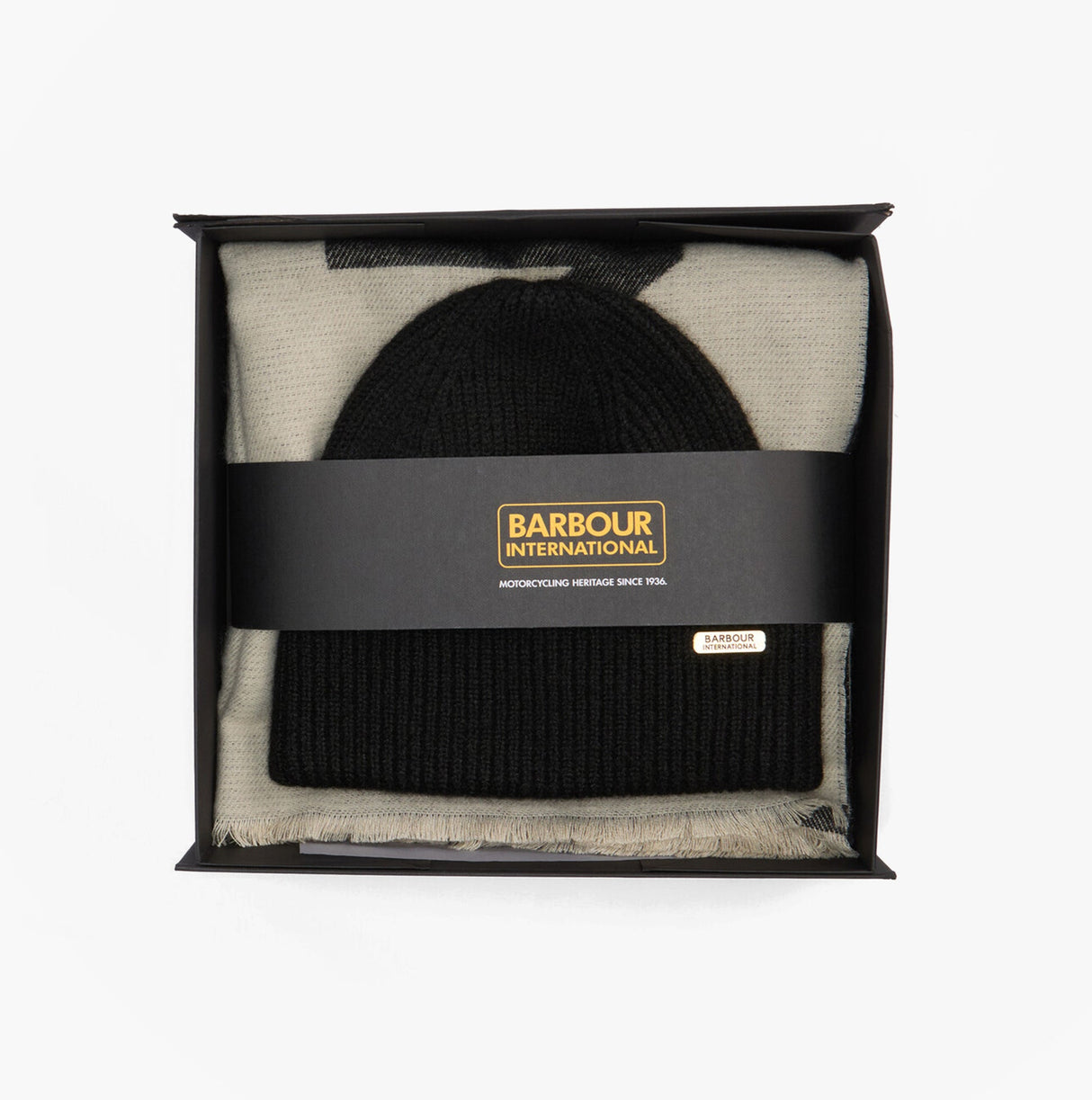 Barbour PENDLE BEANIE & MILLA SCARF Gift Set Womens Black/Jasmine