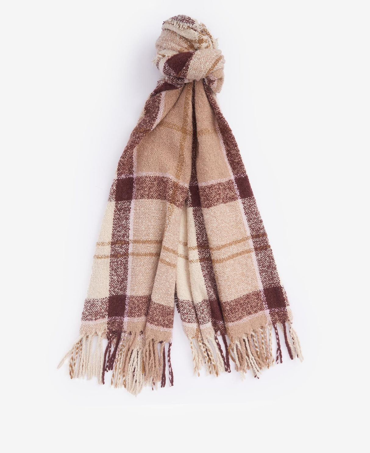 Barbour TARTAN BOUCLE Scarf Womens Muted Cabernet