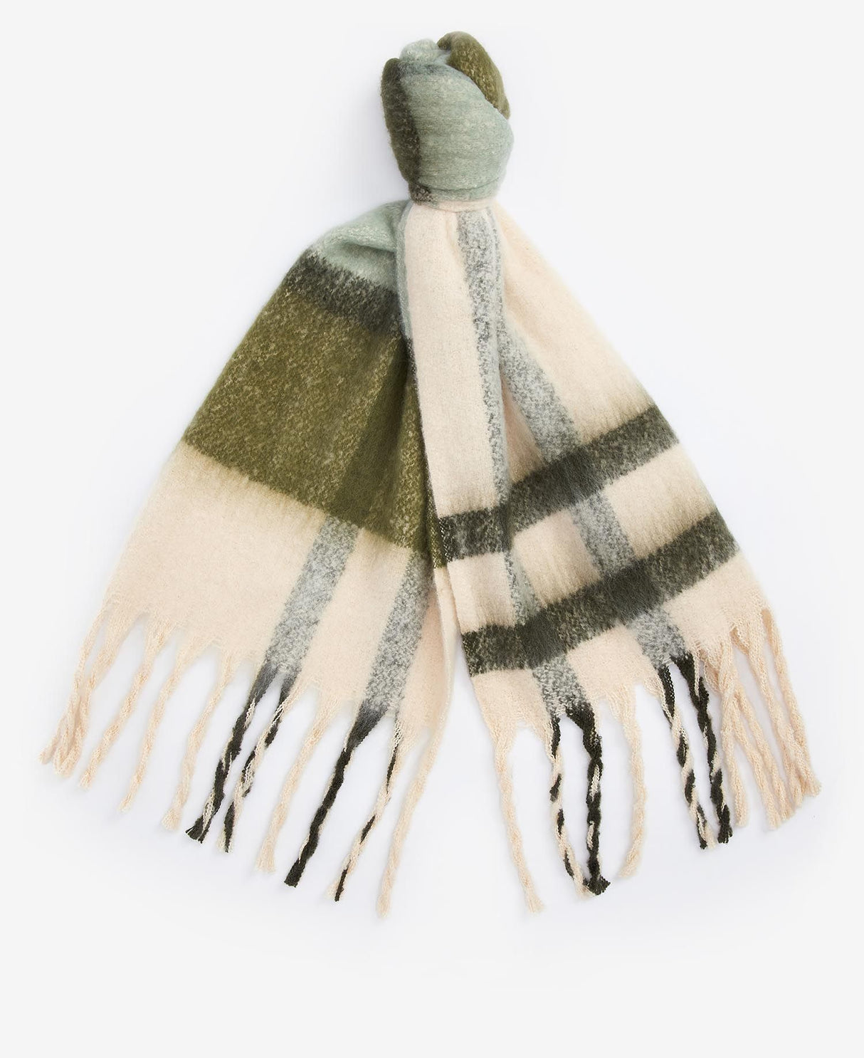 Barbour ISLA TARTAN BOUCLE Scarf Womens Soft Mint