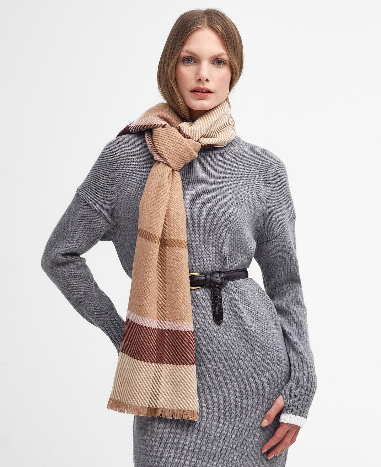 Barbour BLAIR Womens Tartan Scarf Muted Cabernet