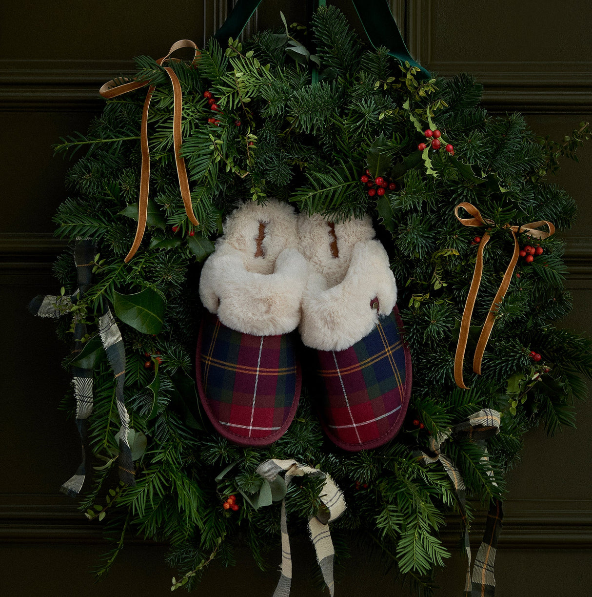 Barbour CLAUDIA Womens Mule Slippers Winterberry Tartan