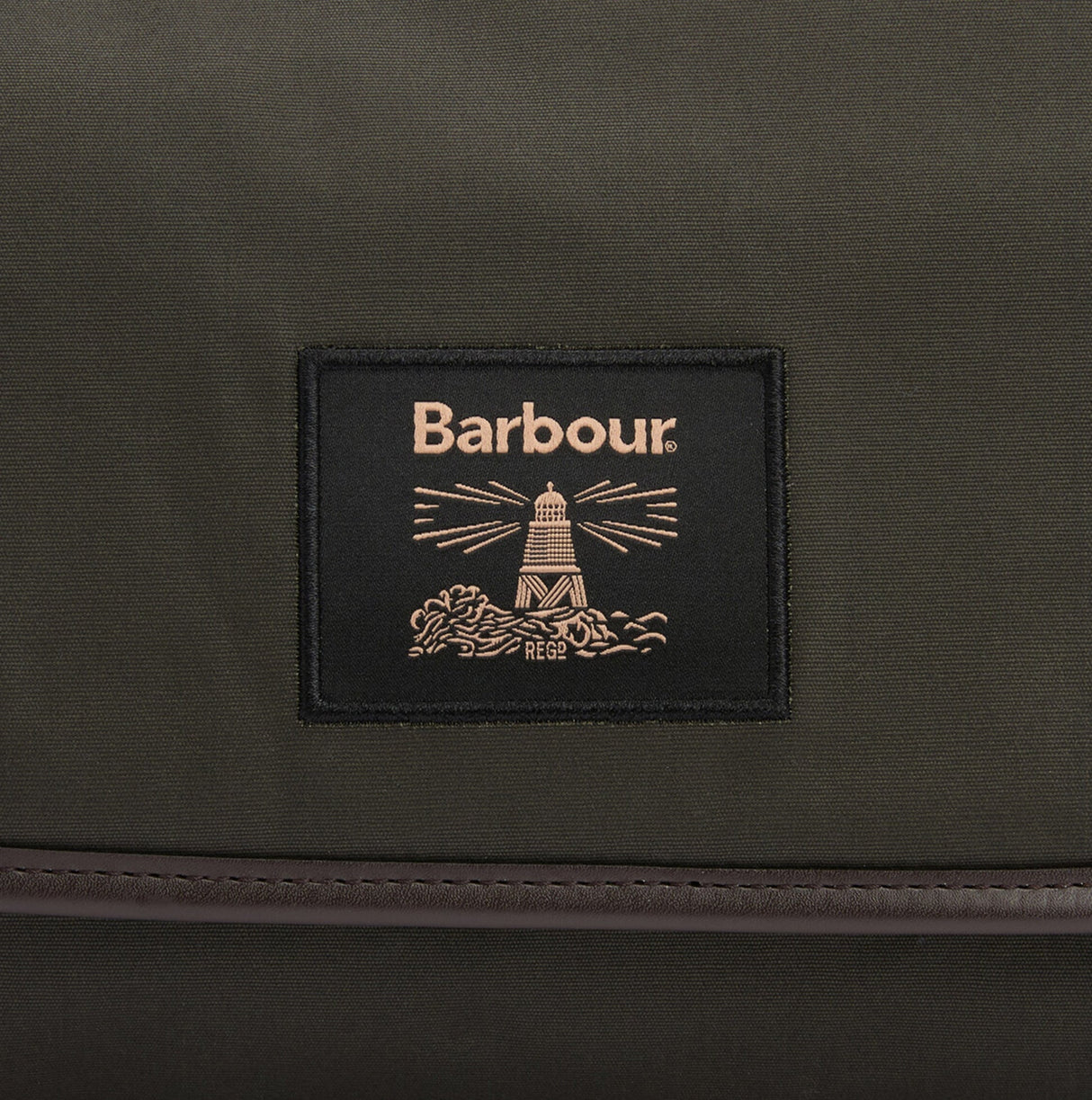 Barbour WAXED HANGING Mens Washbag Olive/Beacon