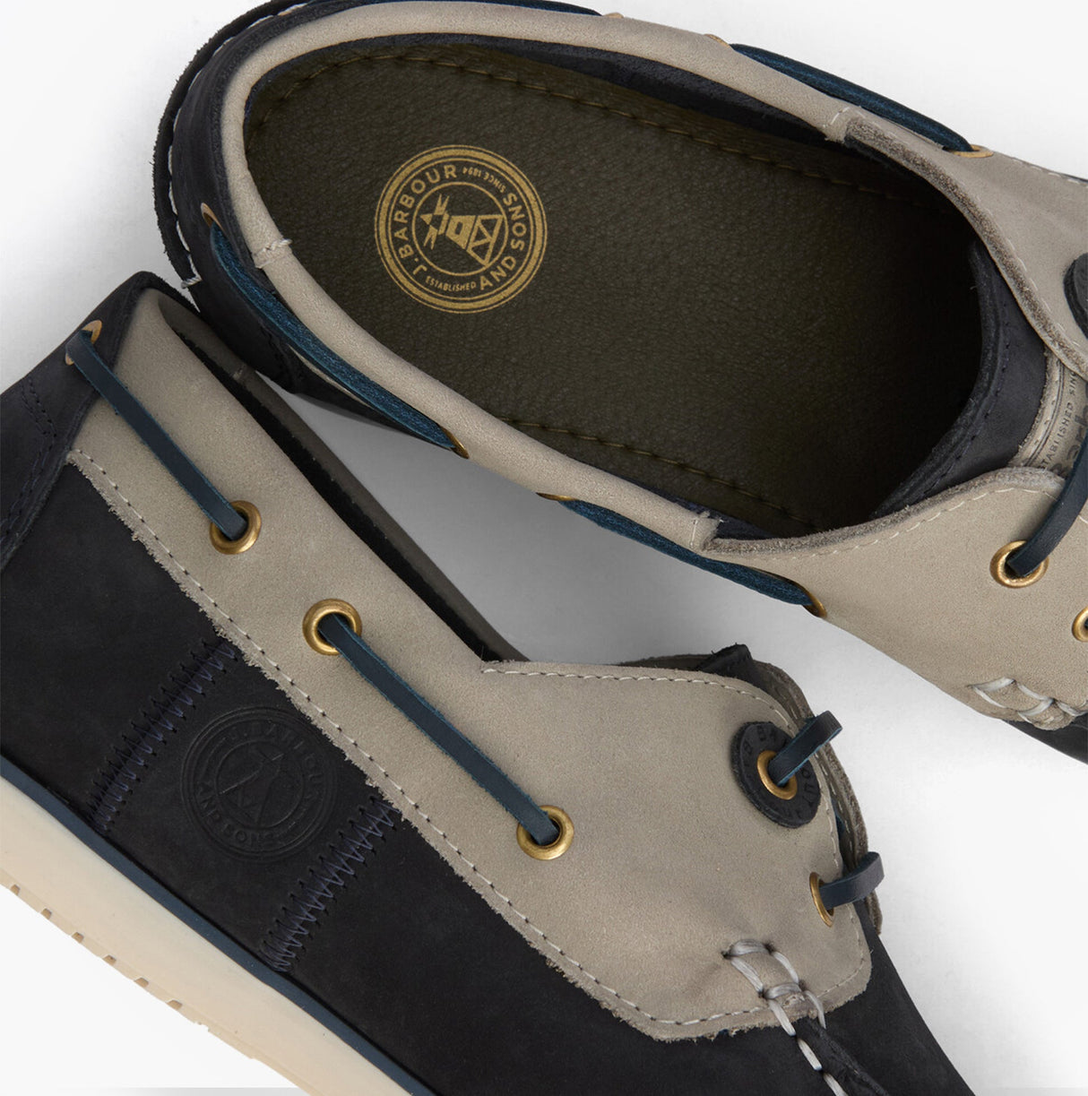 Barbour WAKE Mens Boat Shoes Navy/Putty