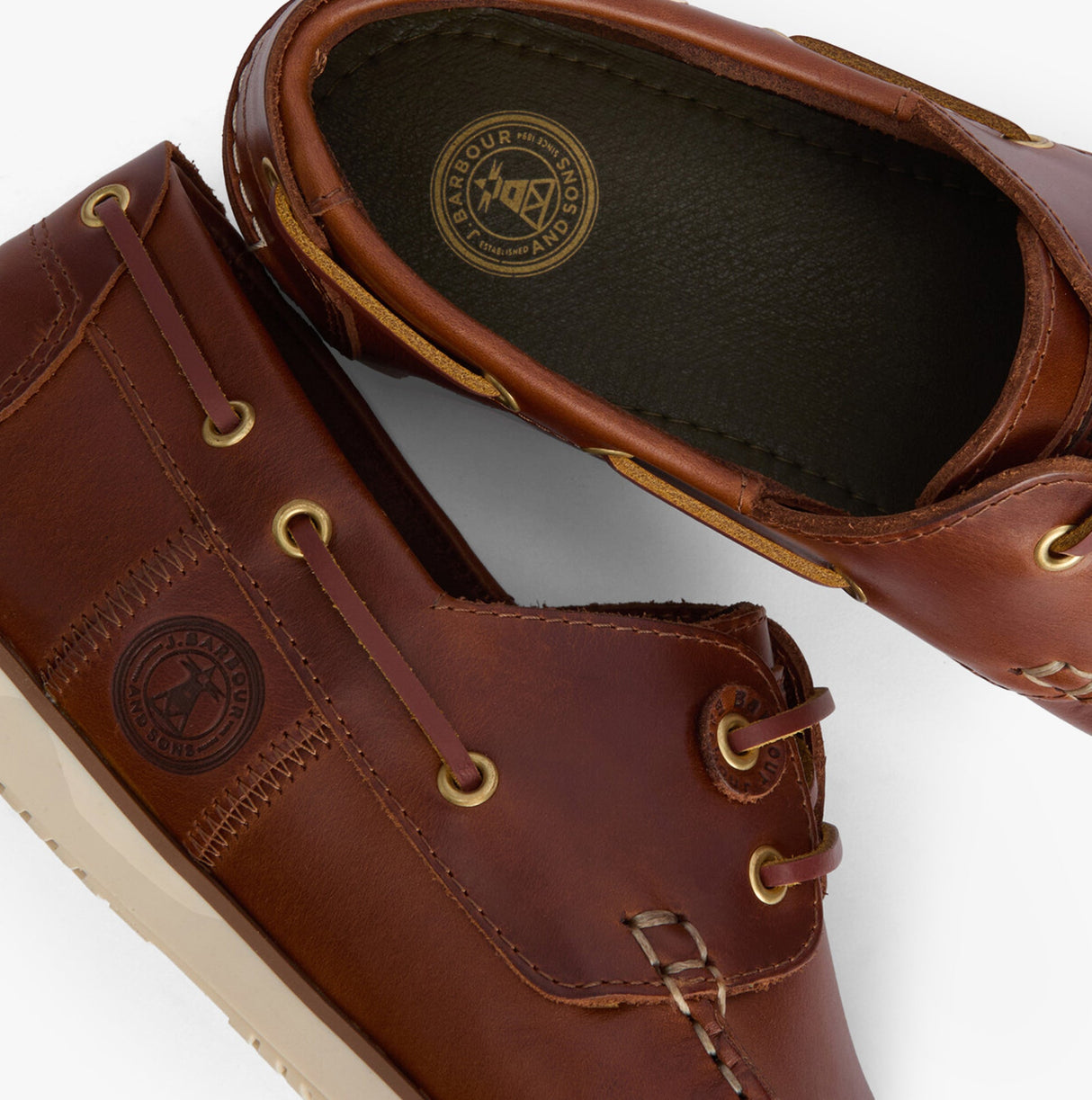Barbour WAKE Mens Boat Shoes Cognac