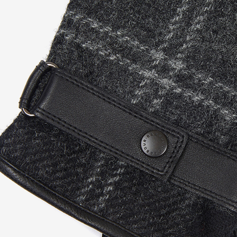 Barbour NEWBROUGH TARTAN GLOVES Mens Black/Grey